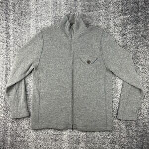 Banana Republic Heritage Men's XL Gray Lambs Wool Nylon Zip Up Sweater Jacket